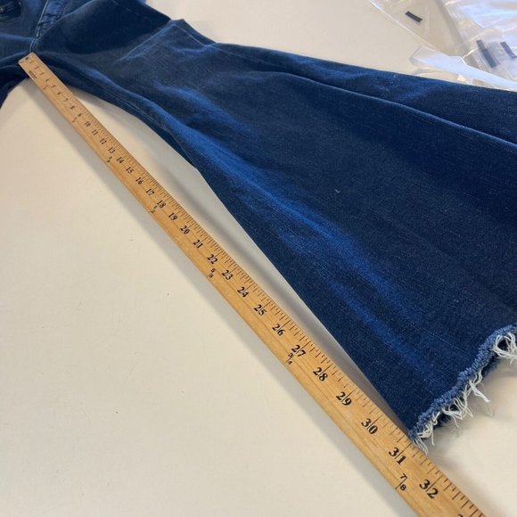 We The Free Super High Rise Lace Up Flare Jeans Size 24 Dark Wash Hippie 24x31 - Picture 11 of 13